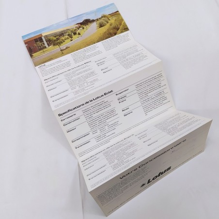Catalogo a dépliant auto Lotus Elite, Eclat, Esprit in francese. Buono