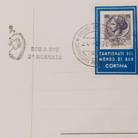 Lotto di 3 cartoline campionati sportivi e Giornata del tabaccaio, anni '50-'60