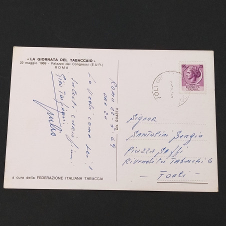 Lotto di 3 cartoline campionati sportivi e Giornata del tabaccaio, anni '50-'60