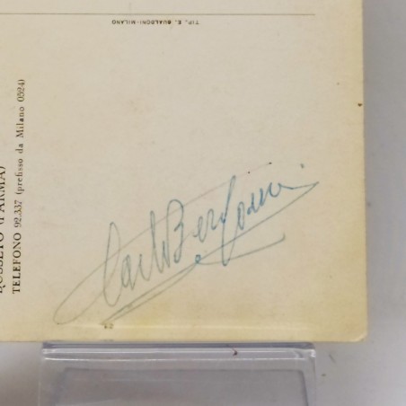 Cartolina dell'albergo ristorante I due Foscari con autografo Tenore Bergonzi