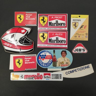 Lotto di 10 adesivi auto Ferrari e altri F1 anni '90, G.P. San Marino. Buono