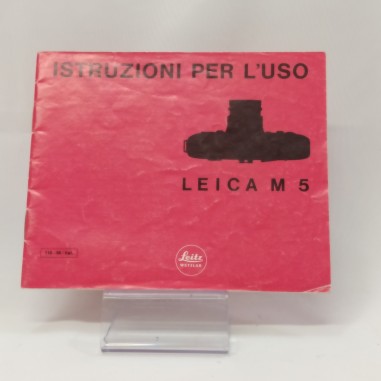 Libretto di istruzioni macchina fotografica Leica M5, Leitz. Sbiadito con pieghe