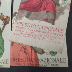 Lotto di 5 cartoline Prestito nazionale e Collegio militare 1923, 1918. Buono 2