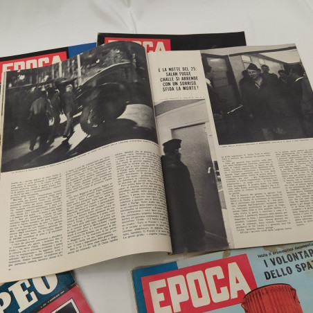 Lotto di 6 riviste Epoca e L'Europeo con articoli sullo spazio, anni '60. Pieghe