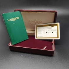 Scatola da orologio Longines bordeaux con garanzia e documenti. Sbucciature 2