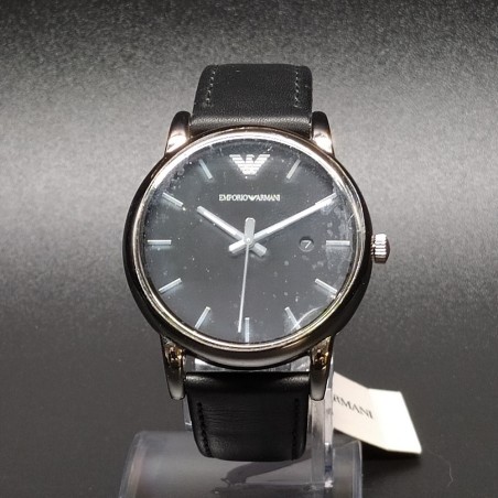 Orologio Armani al quarzo da uomo inusato con certificato, cinturino nero