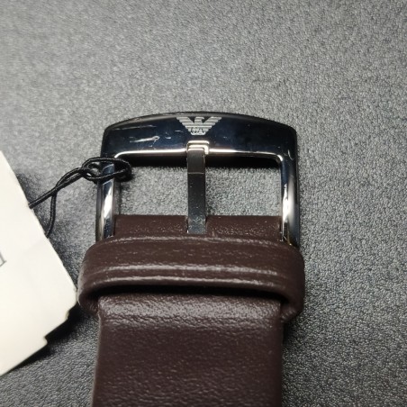 Orologi Armani al quarzo da uomo, cinturino in pelle testa di moro. Inusato