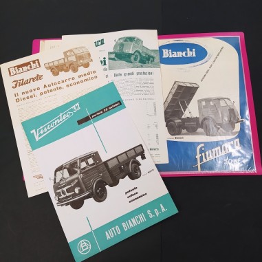 Lotto di 11 cataloghi brochure di camion Bianchi, anni '50. Buono