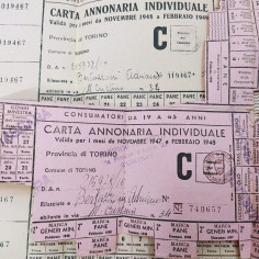 Lotto di 7 carte annonarie individuali del 1947-48 del giornalista Bertazzoni 2