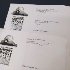 Lotto di 2 lettere Coppa aeronautica Gordon Bennett, 1922. Ingiallimenti 2