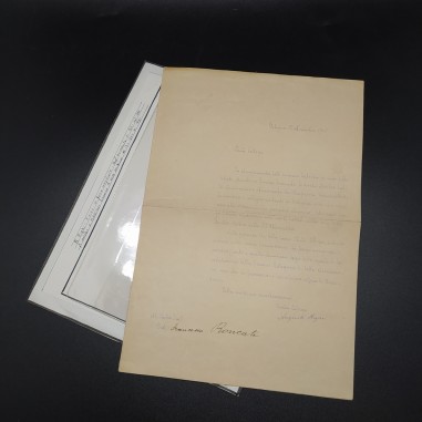 Copia di lettera del fisico Augusto Righi datata 1905. Ingiallimento esteso