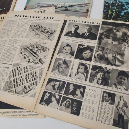 Lotto di 21 riviste Illustrato Fiat, più alcune in copie, anni '50. Ingiallite