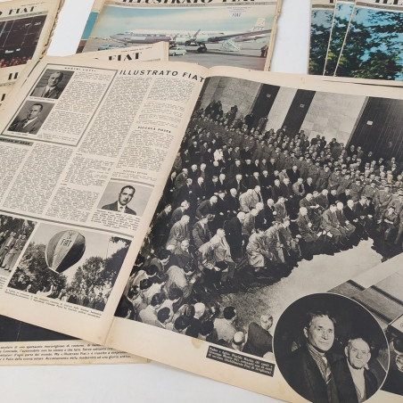Lotto di 21 riviste Illustrato Fiat, più alcune in copie, anni '50. Ingiallite