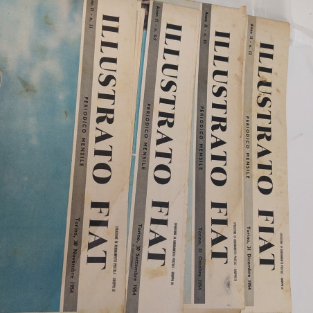 Lotto di 21 riviste Illustrato Fiat, più alcune in copie, anni '50. Ingiallite