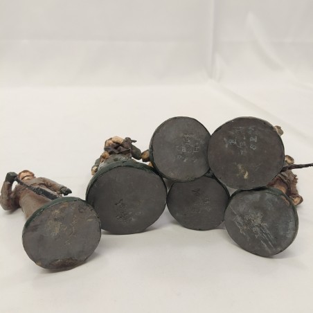 Lotto di 6 soldatini in piombo di militari tedeschi dipinti a mano, anni '50