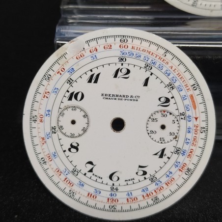 Lotto di 2 quadranti Eberhard orologio tasca smaltati bianchi con scheggiatura