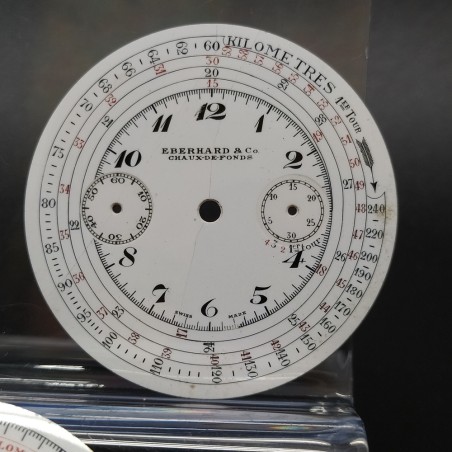 Lotto di 2 quadranti Eberhard orologio tasca smaltati bianchi con scheggiatura