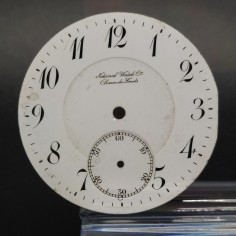 Lotto di 2 quadranti National Watch da tasca smaltati bianchi con scheggiatura 2