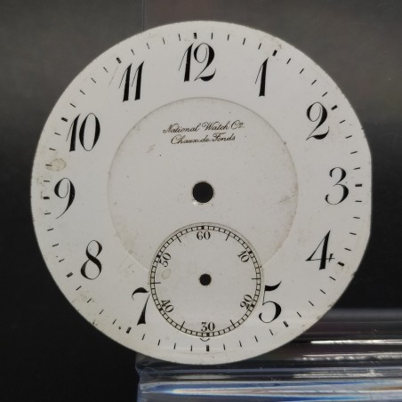 Lotto di 2 quadranti National Watch da tasca smaltati bianchi con scheggiatura