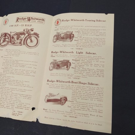Catalogo n. 54 Rudge-Whitworth Motor Bicycles and sidecars in inglese. Strappi