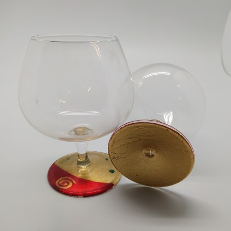 Set di 2 calici e bottiglia Grappa di Nebbiolo da Barolo vuota, mod. Picasso