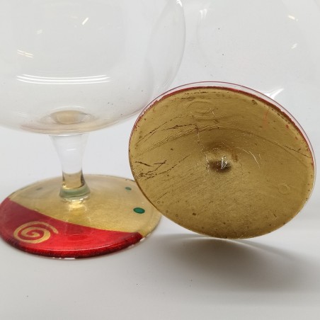 Set di 2 calici e bottiglia Grappa di Nebbiolo da Barolo vuota, mod. Picasso