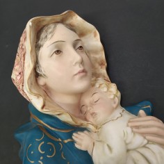 Ceramica dipinta Madonna con bambino Ferruzzi 41x26 cm 2