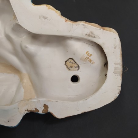 Ceramica dipinta Madonna con bambino Ferruzzi 41x26 cm