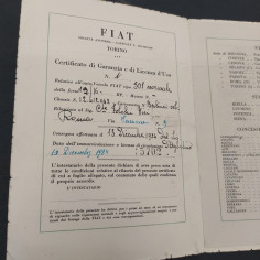 Certificato di garanzia e licenza Fiat 501 datato 1924. Piccoli strappi 2