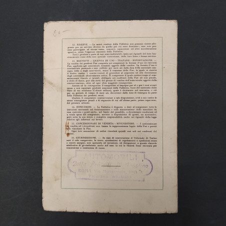 Certificato di garanzia e licenza Fiat 501 datato 1924. Piccoli strappi