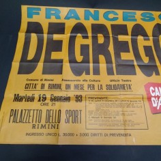 Manifesto del concerto Canzoni d'Amore di De Gregori a Rimini nel 1993. Strappo 2