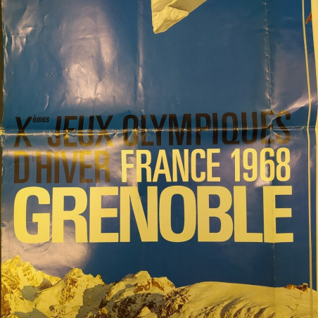 Lotto di 2 manifesti delle Olimpiadi invernali Grenoble 1968 francese. Strappi