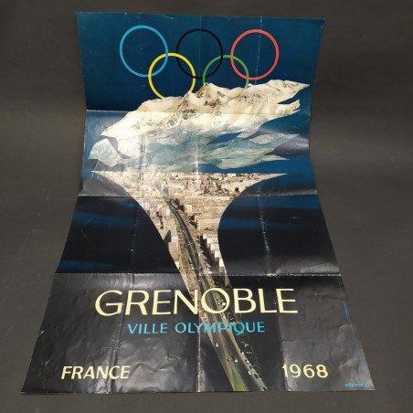 Lotto di 2 manifesti delle Olimpiadi invernali Grenoble 1968 francese. Strappi