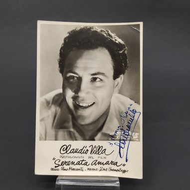 Cartolina foto con dedica e autografo di Claudio Villa, 1952. Buono