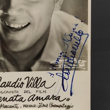 Cartolina foto con dedica e autografo di Claudio Villa, 1952. Buono