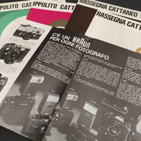 Lotto di 5 periodici Ippolito Cattaneo, materiale fotografico. Ingiallimenti