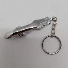 Portachiavi originale Jaguar da 8 cm, color acciaio con nome inciso. Buono 2