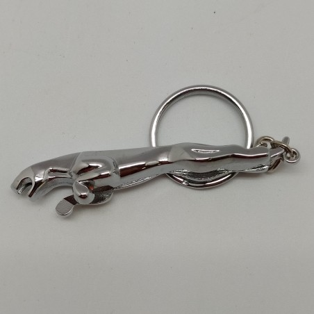 Portachiavi originale Jaguar da 8 cm, color acciaio con nome inciso. Buono