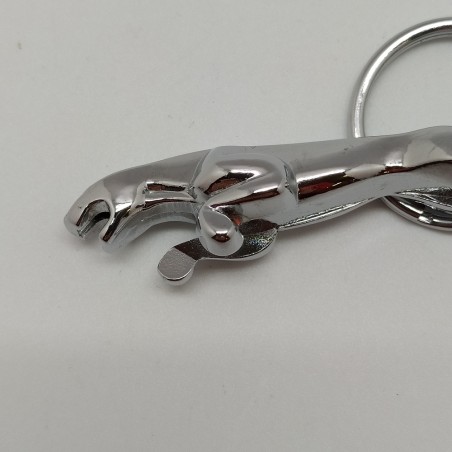 Portachiavi originale Jaguar da 8 cm, color acciaio con nome inciso. Buono