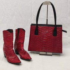 Stivaletti donna n° 38 e borsa in serpente rosso Piero Zamagni 2