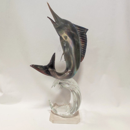 Scultura vetro di Murano pesce Marlin maestro Zanetti h. 72 cm
