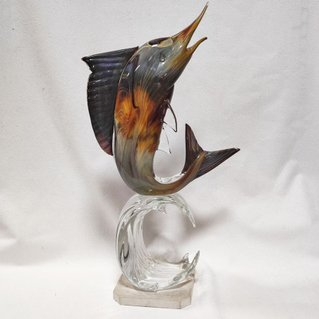 Scultura vetro di Murano pesce Marlin maestro Zanetti h. 72 cm