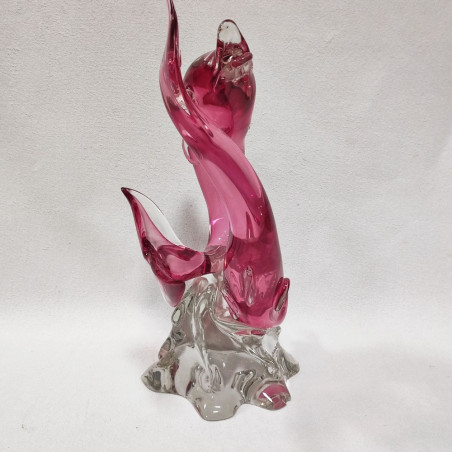 Scultura vetro di Murano Gruppo delfini Walter Furlan