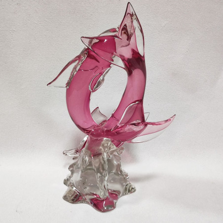 Scultura vetro di Murano Gruppo delfini Walter Furlan