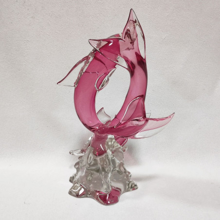 Scultura vetro di Murano Gruppo delfini Walter Furlan