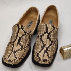 Scarpe basse mocassino donna 38,5 e pochette in serpente beige 2