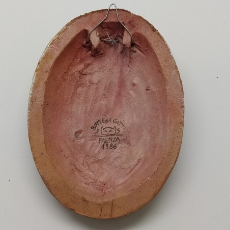Formella ovale Bottega Gatti soggetto floreale 1986