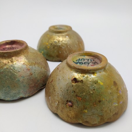 Lotto di 3 ciotoline ceramica a lustro Riccardo Gatti 1968