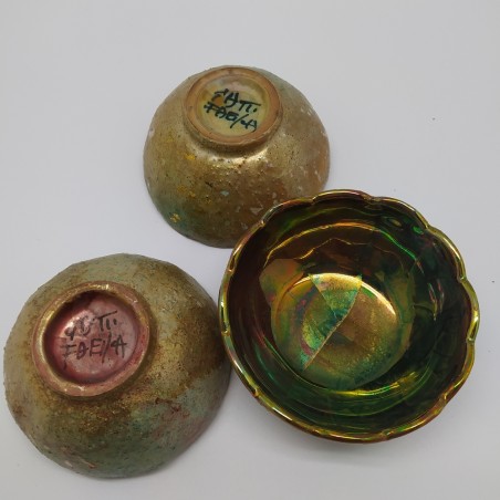 Lotto di 3 ciotoline ceramica a lustro Riccardo Gatti 1968