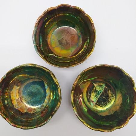 Lotto di 3 ciotoline ceramica a lustro Riccardo Gatti 1968